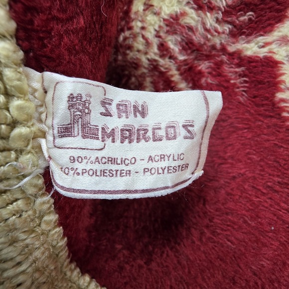 Vintage San Marcos Blanket Red Cats Reversible Mexican Cobija‎ 38x42 Inch Baby - Picture 7 of 8